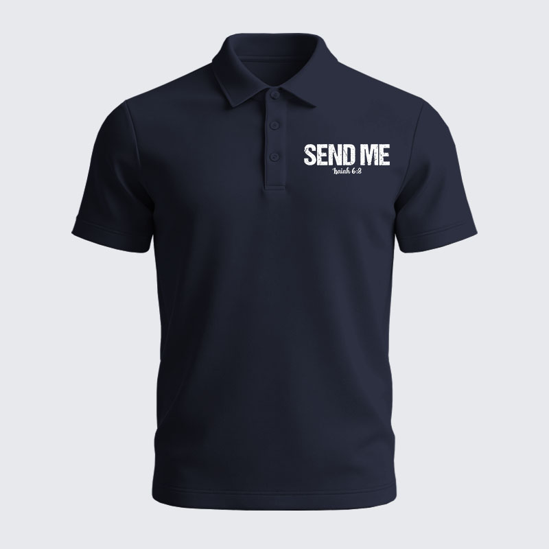Men’s Premium Cotton Polo Shirt - Isaiah 6:8 - SEND ME