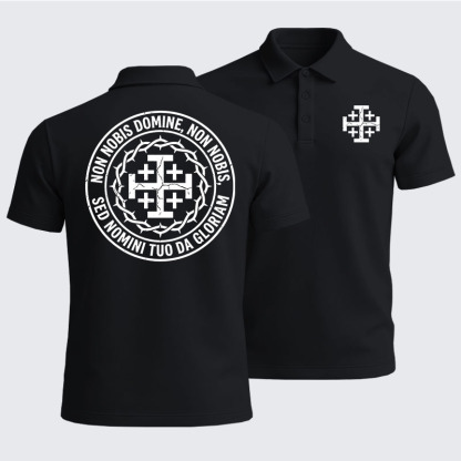 Men’s Premium Cotton Polo Shirt -  Non Nobis Domine, Non Nobis, Sed Nomini Tuo Da Gloriam