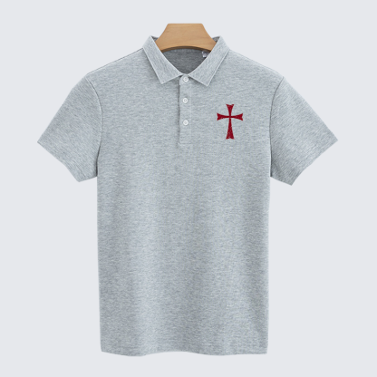 Knights Templar Crusader Cross Christian Cotton Short Sleeve Polo Shirt