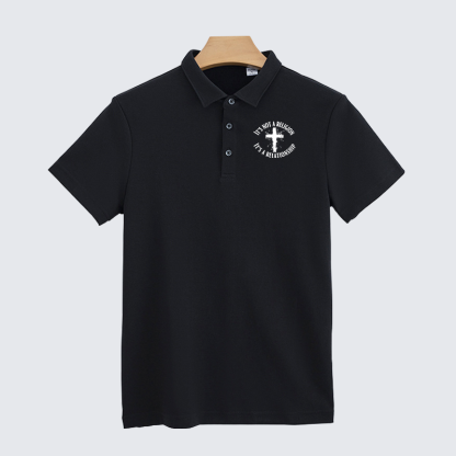 It's Not A Religion It's A Relationship Christian Cotton Short Sleeve Polo Shirt