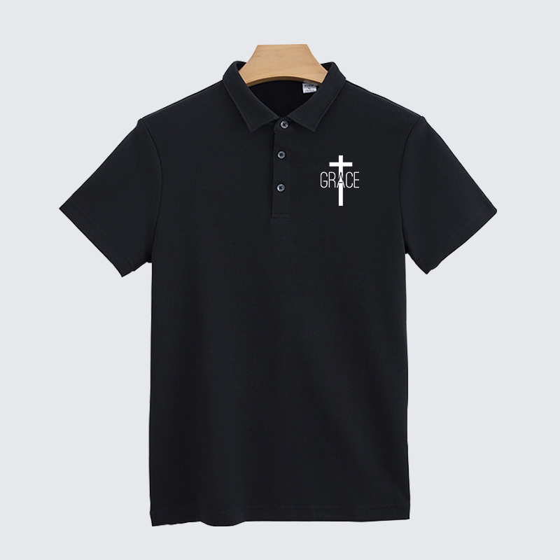 Grace Cross Christian Cotton Short Sleeve Polo Shirt