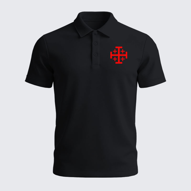 Men’s Premium Cotton Polo Shirt - Jerusalem Cross