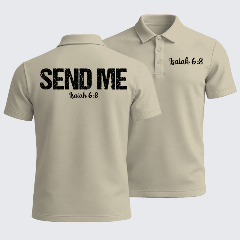 Men’s Premium Cotton Polo Shirt - Isaiah 6:8 - SEND ME