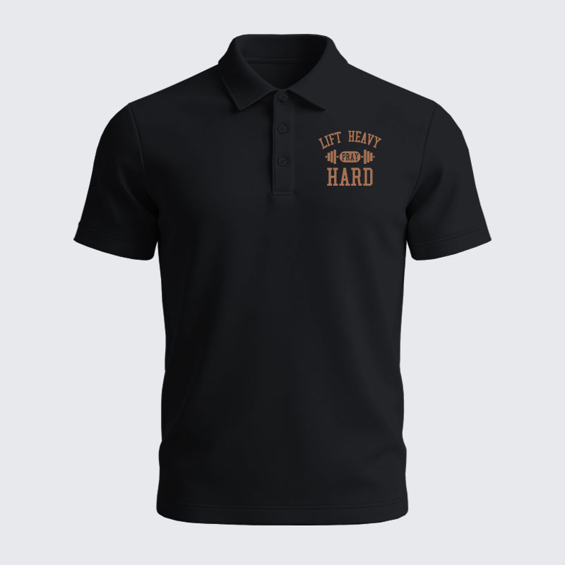 Men’s Premium Cotton Polo Shirt - Lift Heavy Pray Hard