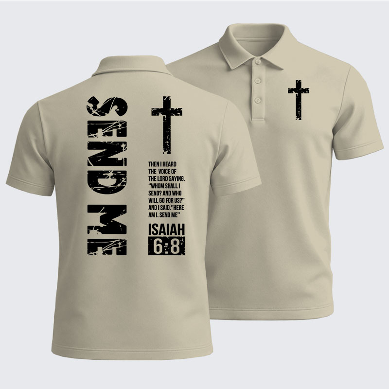 Men’s Premium Cotton Polo Shirt - Send Me Isaiah 6:8