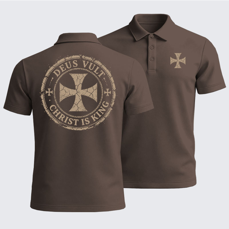 Men’s Premium Cotton Polo Shirt - Deus Vult Christ Is King