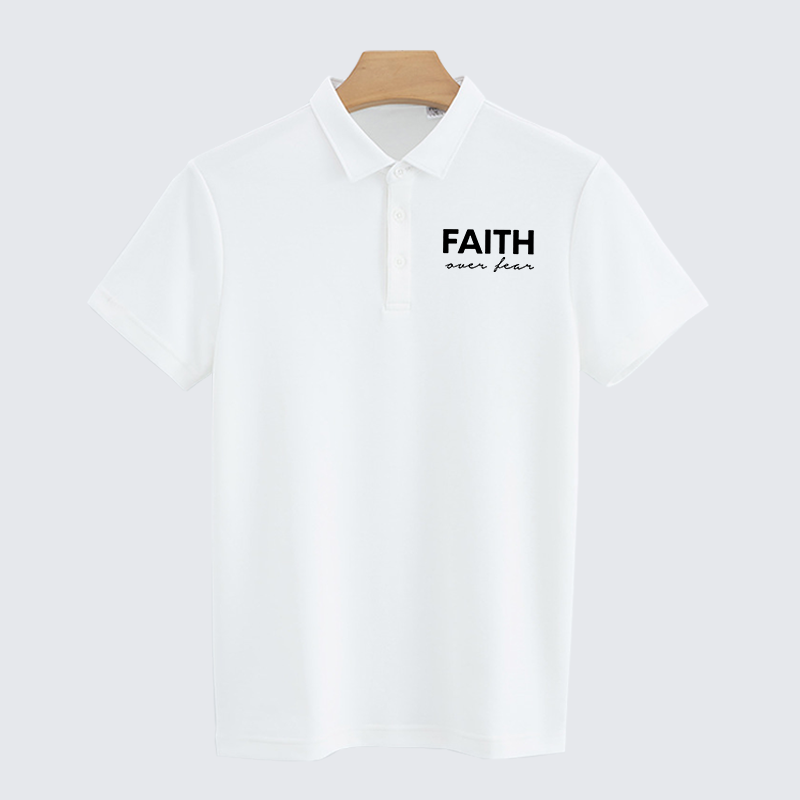 Faith over Fear Christian Cotton Short Sleeve Polo Shirt