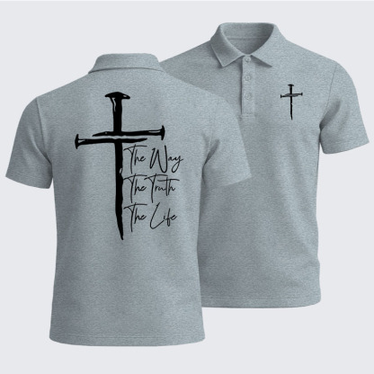 Men’s Premium Cotton Polo Shirt - Jesus The Way The Truth The Life