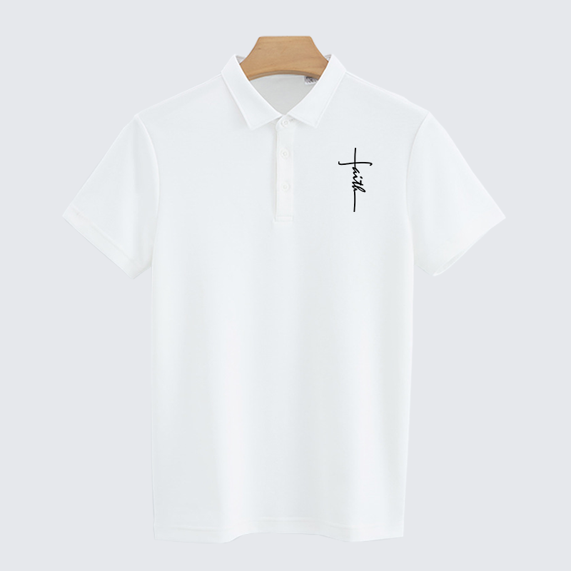 Faith Cross Christian Cotton Short Sleeve Polo Shirt