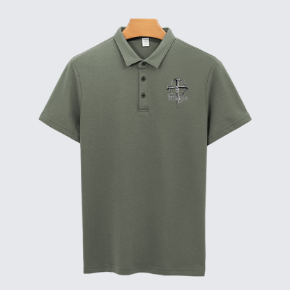 Cross Forgiven Christian Cotton Short Sleeve Polo Shirt