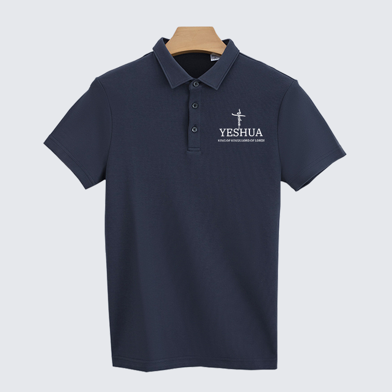 Yeshua King Of Kings Lord Of Lords Christian Cotton Short Sleeve Polo Shirt
