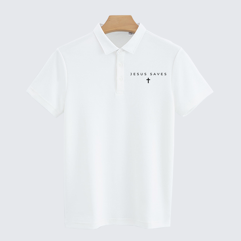 Jesus Saves Christian Cotton Short Sleeve Polo Shirt