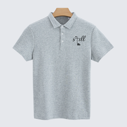Be Still And Know Cross Christian Cotton Short Sleeve Polo Shirt
