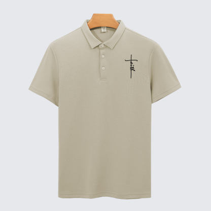 Faith Cross Christian Cotton Short Sleeve Polo Shirt