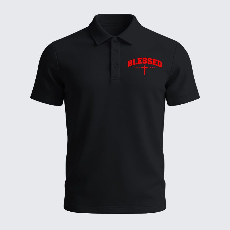 Men’s Premium Cotton Polo Shirt - Blessed Cross