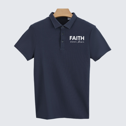 Faith over Fear Christian Cotton Short Sleeve Polo Shirt