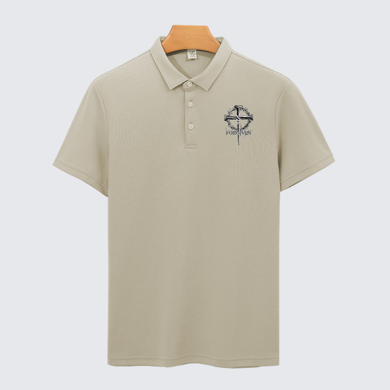 Cross Forgiven Christian Cotton Short Sleeve Polo Shirt