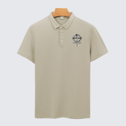 Cross Forgiven Christian Cotton Short Sleeve Polo Shirt