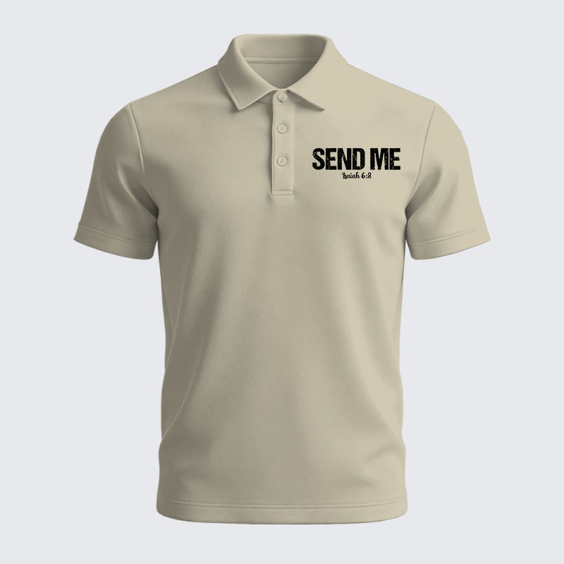 Men’s Premium Cotton Polo Shirt - Isaiah 6:8 - SEND ME