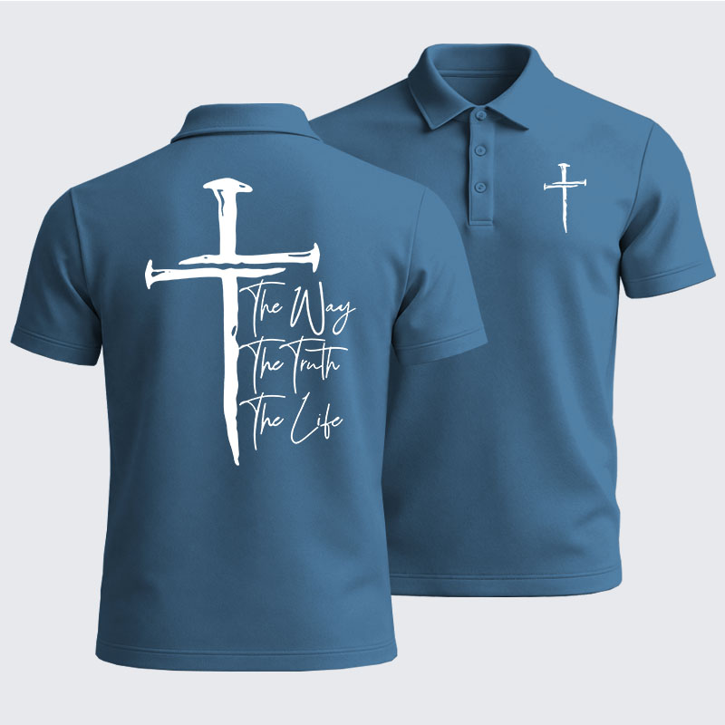Men’s Premium Cotton Polo Shirt - Jesus The Way The Truth The Life
