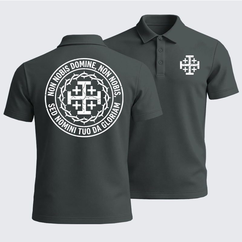 Men’s Premium Cotton Polo Shirt -  Non Nobis Domine, Non Nobis, Sed Nomini Tuo Da Gloriam
