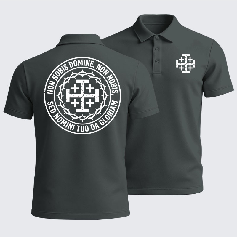Men’s Premium Cotton Polo Shirt -  Non Nobis Domine, Non Nobis, Sed Nomini Tuo Da Gloriam