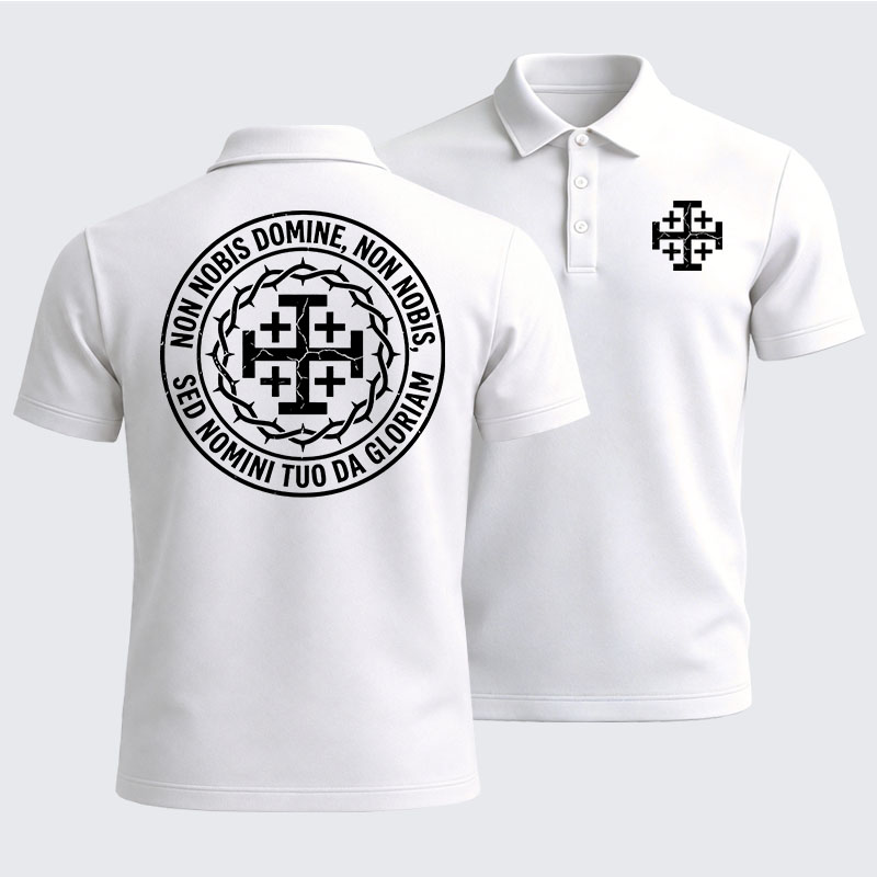 Men’s Premium Cotton Polo Shirt -  Non Nobis Domine, Non Nobis, Sed Nomini Tuo Da Gloriam