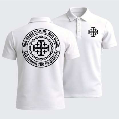 Men’s Premium Cotton Polo Shirt -  Non Nobis Domine, Non Nobis, Sed Nomini Tuo Da Gloriam