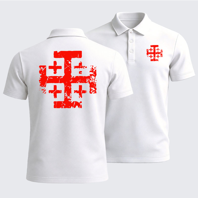 Men’s Premium Cotton Polo Shirt - Knights Templar Jerusalem Cross