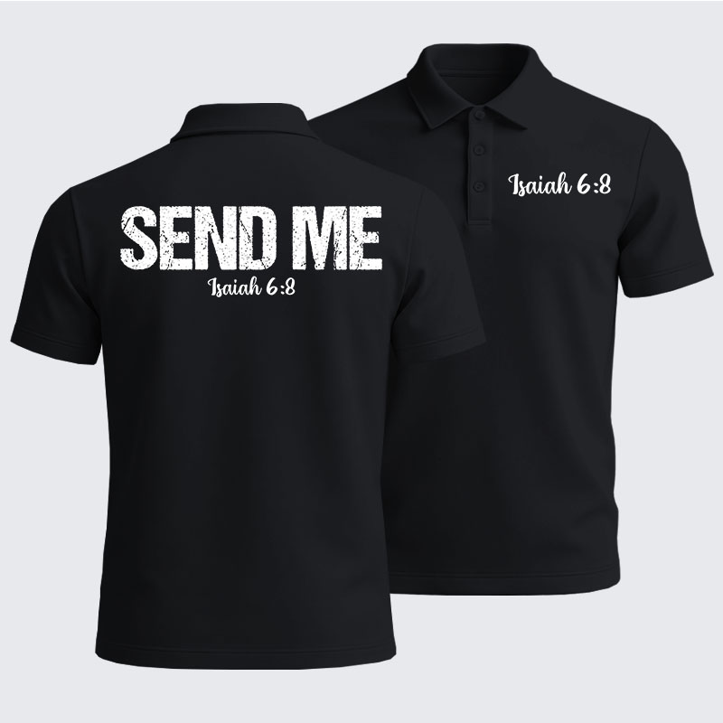Men’s Premium Cotton Polo Shirt - Isaiah 6:8 - SEND ME