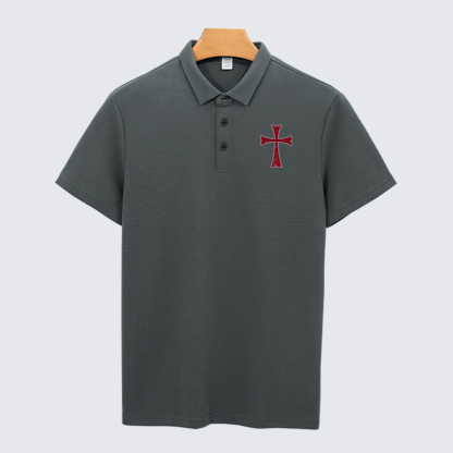 Knights Templar Crusader Cross Christian Cotton Short Sleeve Polo Shirt