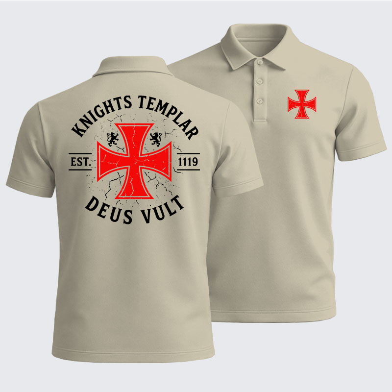 Men’s Premium Cotton Polo Shirt -  Knights Templar Deus Vult