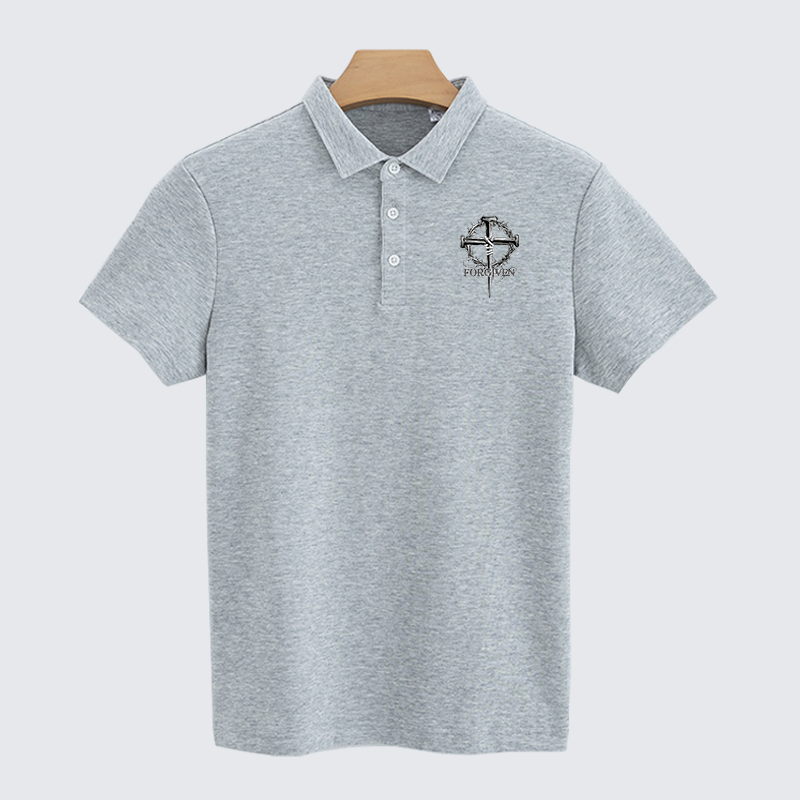 Cross Forgiven Christian Cotton Short Sleeve Polo Shirt