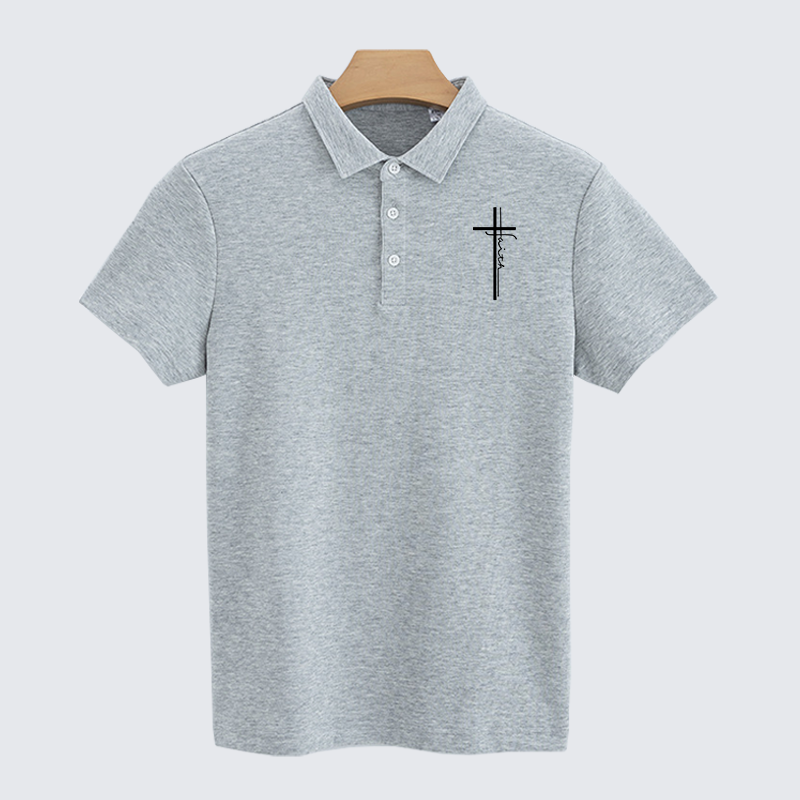 Faith Cross Christian Cotton Short Sleeve Polo Shirt