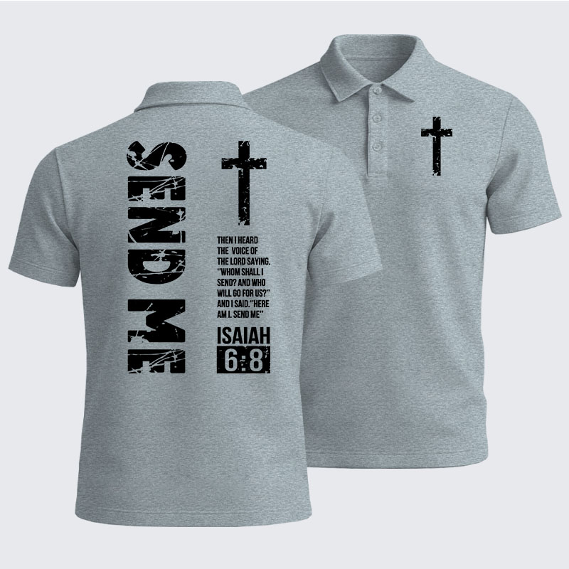 Men’s Premium Cotton Polo Shirt - Send Me Isaiah 6:8