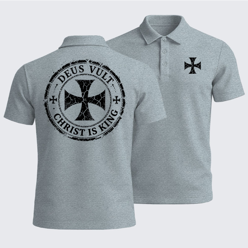 Men’s Premium Cotton Polo Shirt - Deus Vult Christ Is King