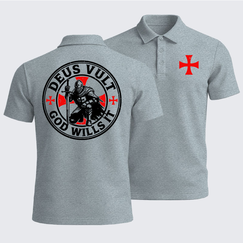 Men’s Premium Cotton Polo Shirt -  Knights Templar Deus Vult