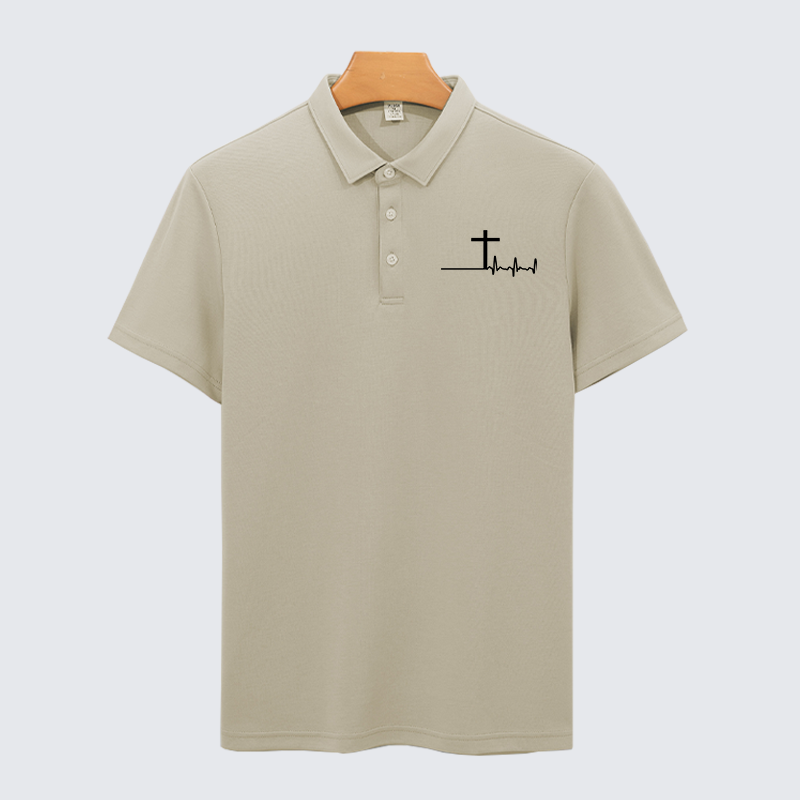 ECG Cross Christian Cotton Short Sleeve Polo Shirt