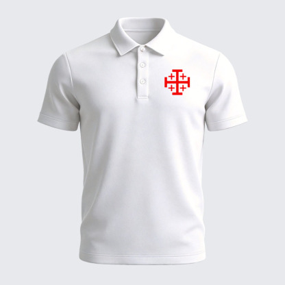 Men’s Premium Cotton Polo Shirt - Jerusalem Cross