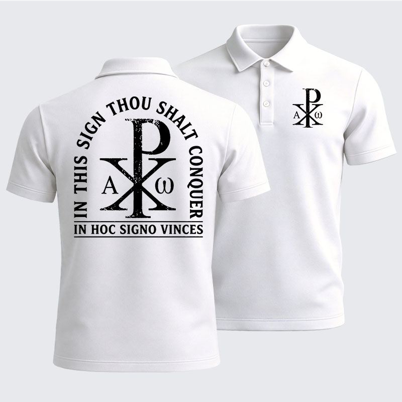 Men’s Premium Cotton Polo Shirt -  In Hoc Signo Vinces