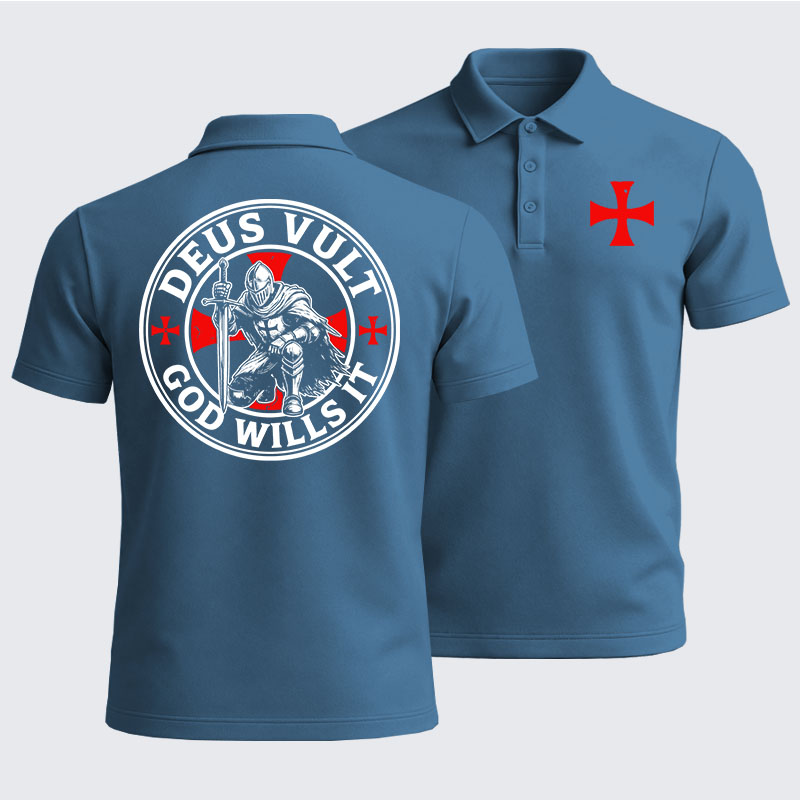 Men’s Premium Cotton Polo Shirt -  Knights Templar Deus Vult