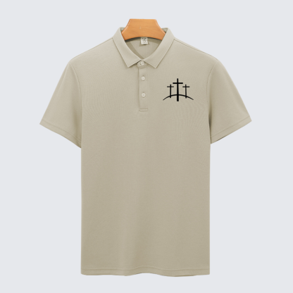 [Copy]Faith Over Fear Cross Christian Cotton Short Sleeve Polo Shirt