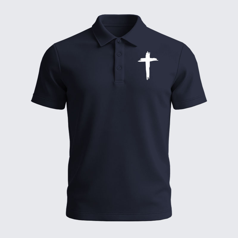 Men’s Premium Cotton Polo Shirt - Cross Printed