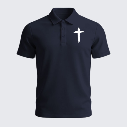 Men’s Premium Cotton Polo Shirt - Cross Printed