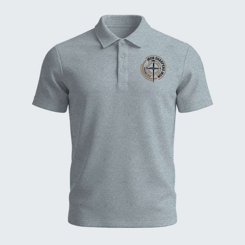 Men’s Premium Cotton Polo Shirt - Iron Sharpens Iron - Proverbs 27:17