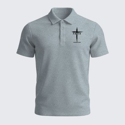 Men’s Premium Cotton Polo Shirt - Faith Over Fear Cross