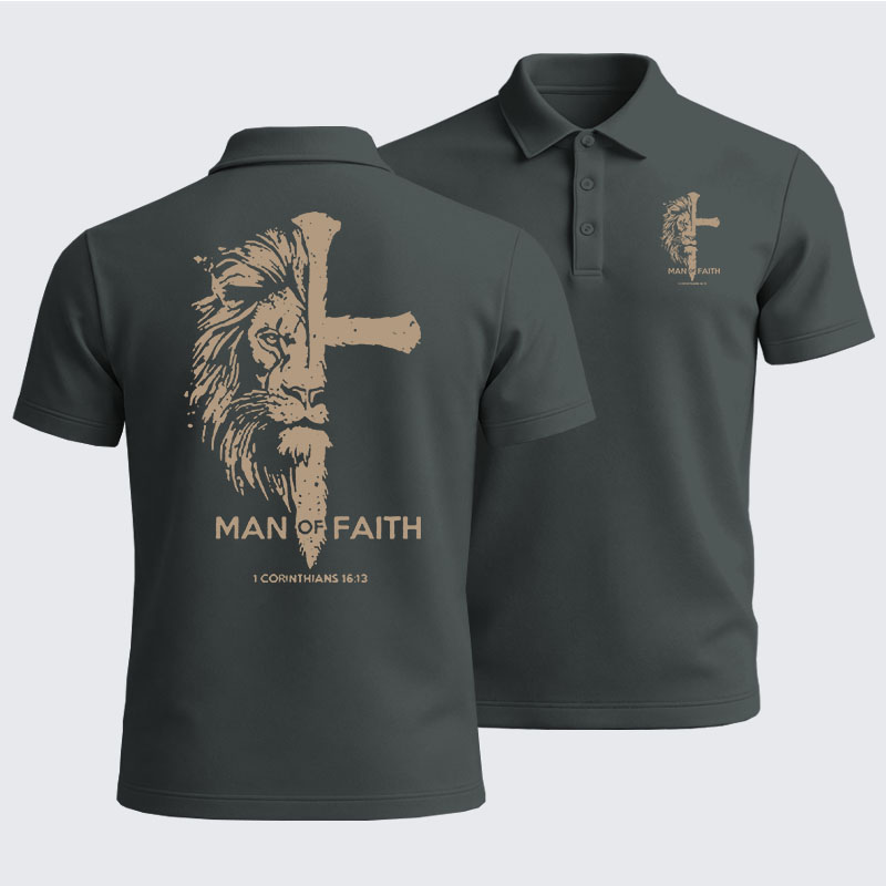 Men’s Premium Cotton Polo Shirt - Man of Faith