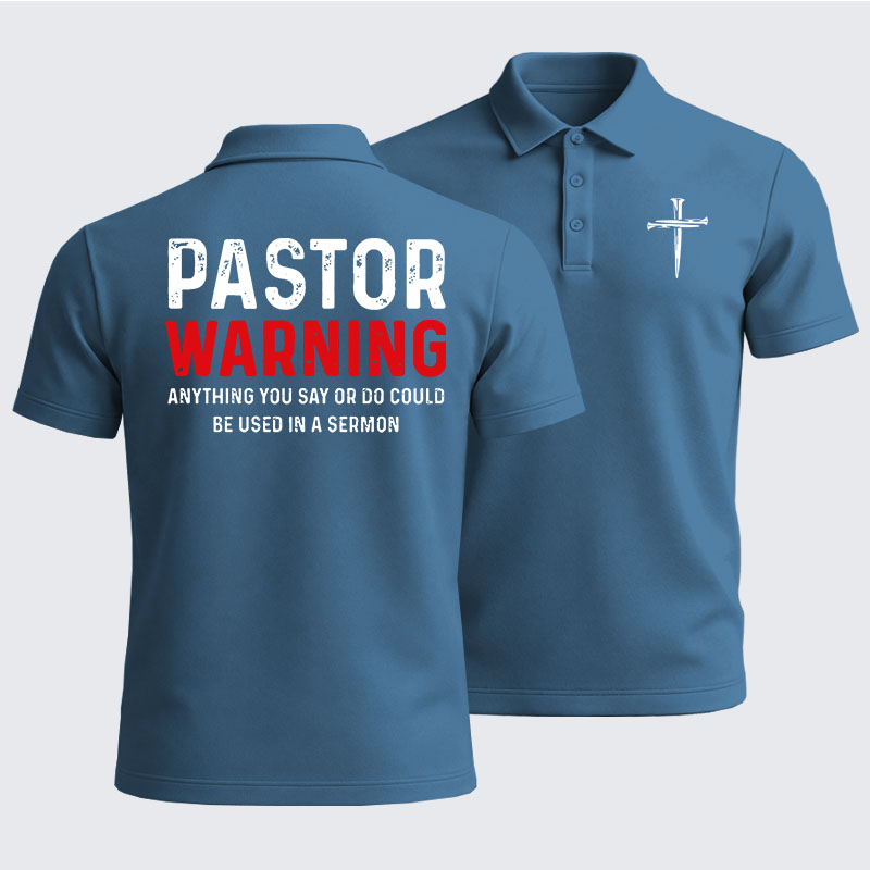 Men’s Premium Cotton Polo Shirt - Pastor Warning Anything You Say or Do Could Be Used in a Sermon