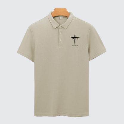 Faith Over Fear Cross Christian Cotton Short Sleeve Polo Shirt
