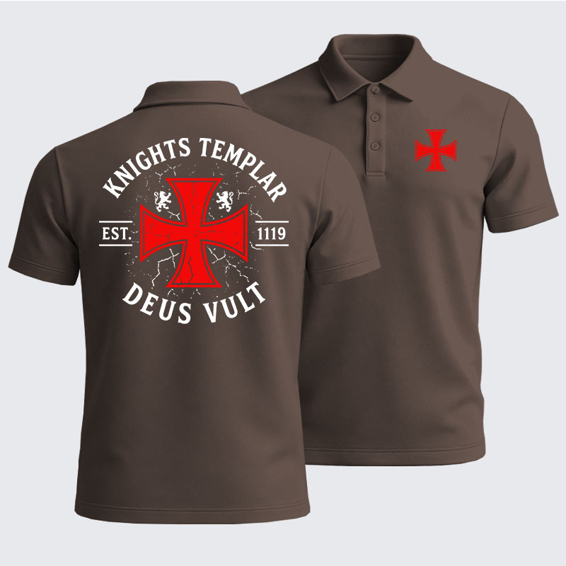 Men’s Premium Cotton Polo Shirt -  Knights Templar Deus Vult